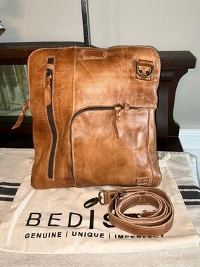 NWOT Bed Stu Aiken Leather Crossbody Convertible Bag Tan Rustic Retail $280